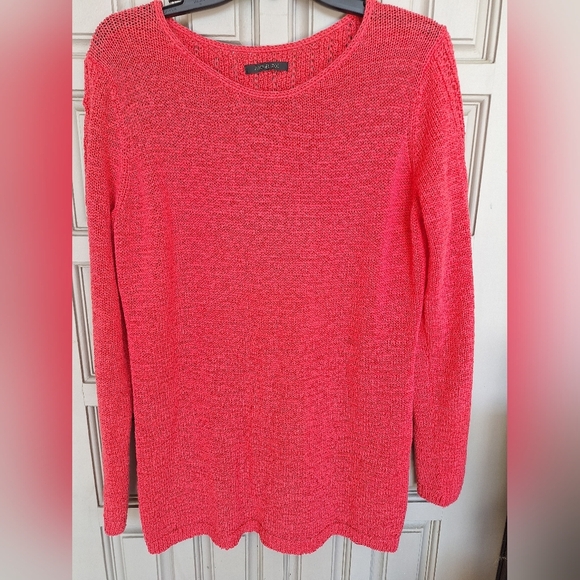 Rachel Zoe Sweater SzL/XL?  Red Lng Sleeves  Detail Back/Sleeves Banded Cuff/Hem - Picture 1 of 9